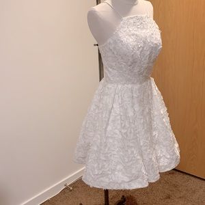 Aqua dress white dress size 4 (juniors) halter A line dress above the knees